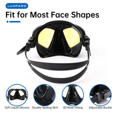 LUXPARD Diving Mask, Scuba Mask for Scuba Diving, Snorkeling, Free Diving, and Skin Diving. Anti-Fog Anti-Leak Low Volume Dive Mask with UV Coated Lenses, Scuba Gear for Adults