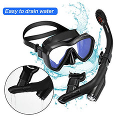 LUXPARD Snorkel Set, Anti-Fog Panoramic View Snorkel Mask and Anti-Leak Dry Snorkel Tube, Snorkeling Gear for Adult and Youth, Snorkel Kit Bag Included