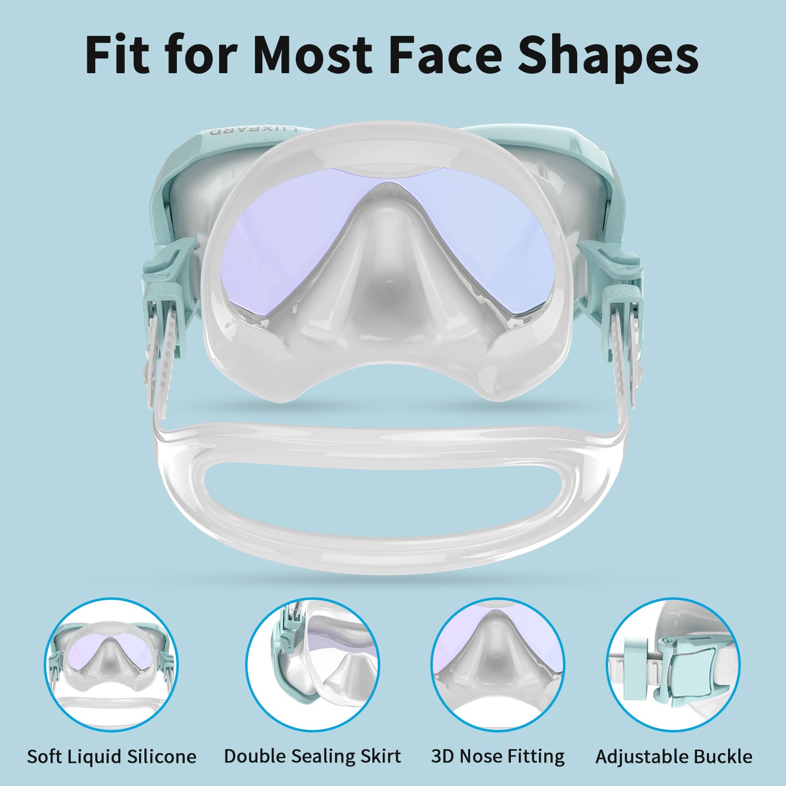 LUXPARD Kids Snorkel Set, Snorkeling Gear for Kids, Anti-Fog Panoramic View Snorkel Mask and Anti-Leak Dry Snorkel Tube, Snorkel Kit Bag Included