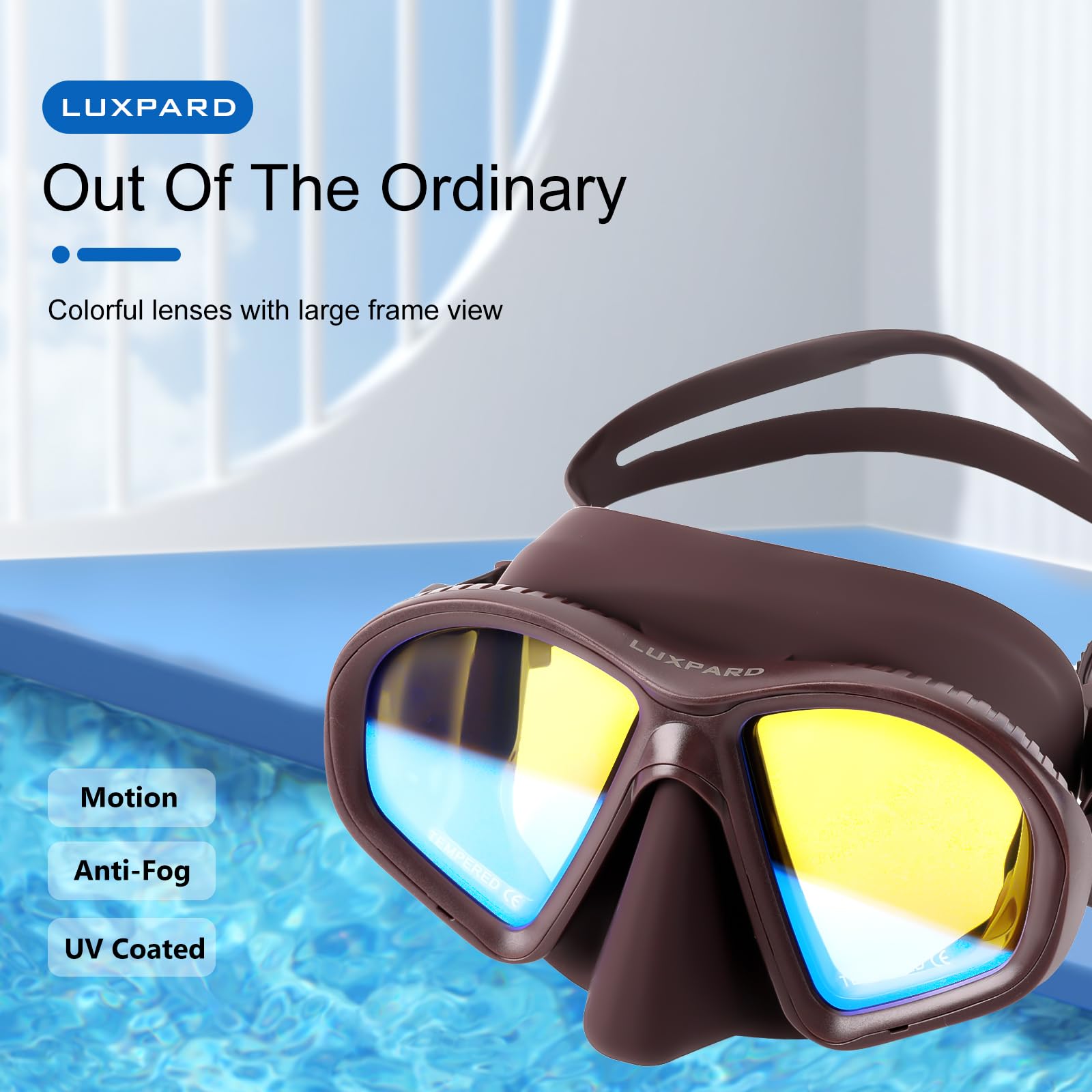 LUXPARD Diving Mask, Scuba Mask for Scuba Diving, Snorkeling, Free Diving, and Skin Diving. Anti-Fog Anti-Leak Low Volume Dive Mask with UV Coated Lenses, Scuba Gear for Adults