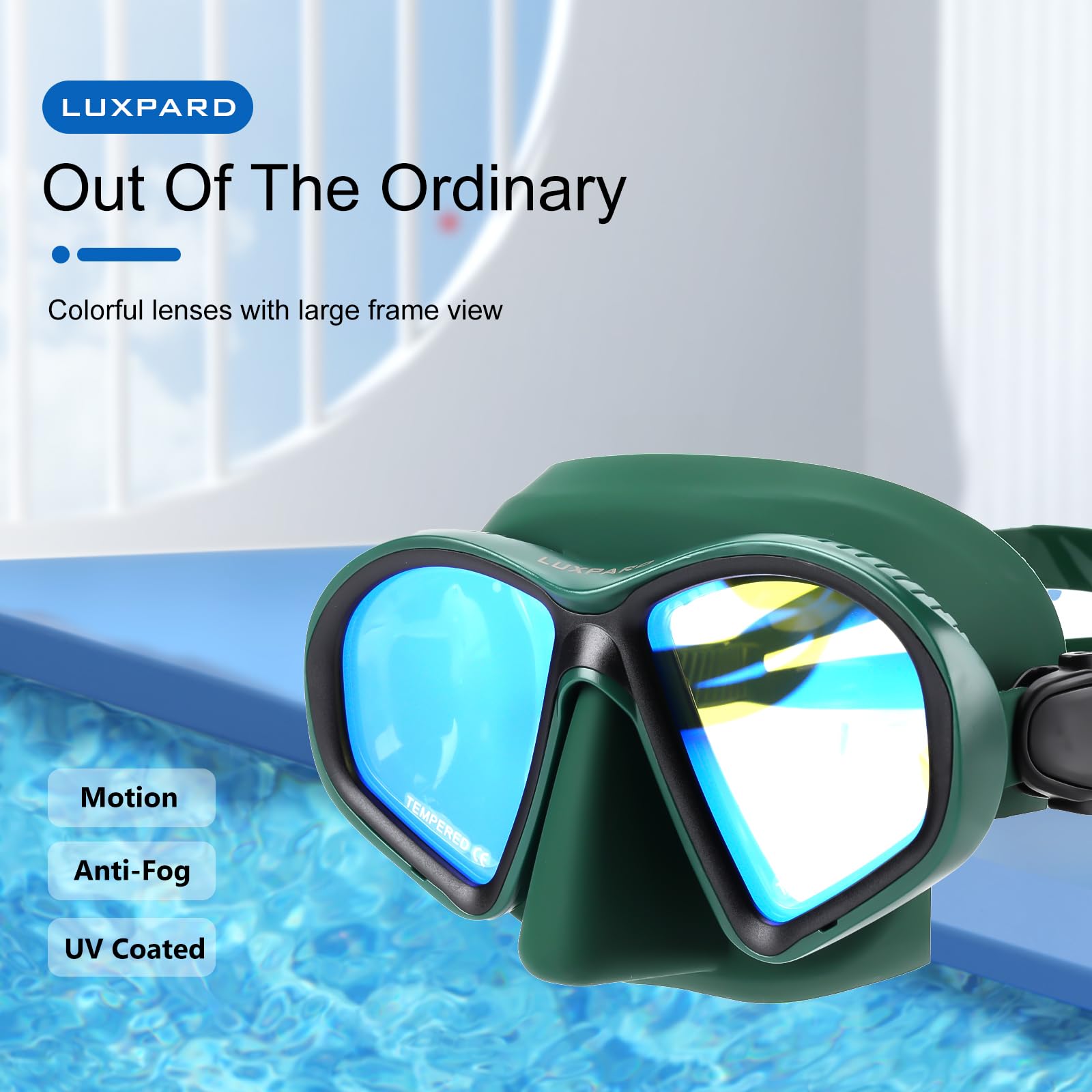 LUXPARD Diving Mask, Scuba Mask for Scuba Diving, Snorkeling, Free Diving, and Skin Diving. Anti-Fog Anti-Leak Low Volume Dive Mask with UV Coated Lenses, Scuba Gear for Adults