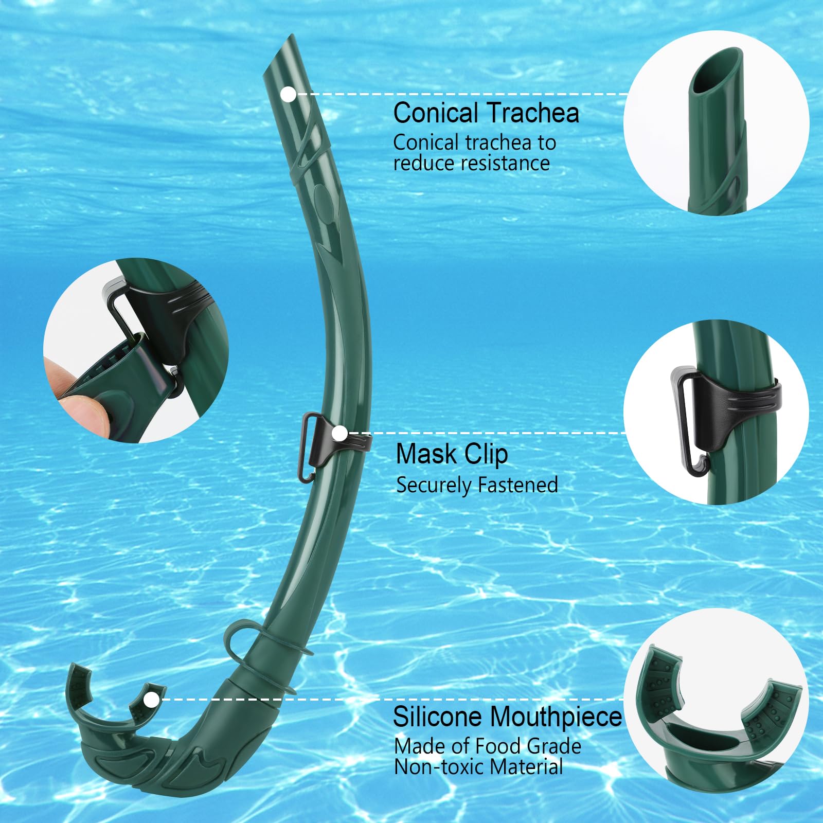 LUXPARD Diving Snorkel, Foldable Silicone Snorkel for Freediving, Skin Diving, Spearfishing, and Scuba Diving