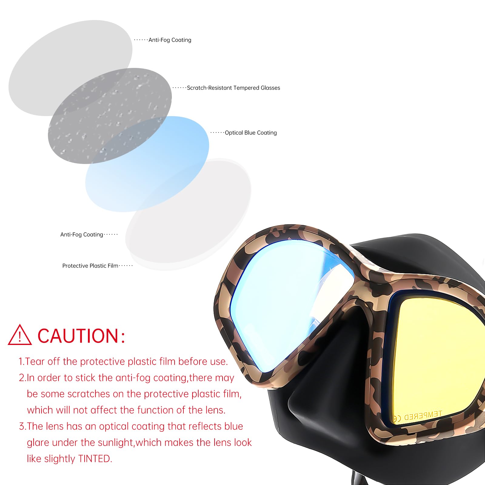 LUXPARD Diving Mask, Scuba Mask for Scuba Diving, Snorkeling, Free Diving, and Skin Diving. Anti-Fog Anti-Leak Low Volume Dive Mask with UV Coated Lenses, Scuba Gear for Adults