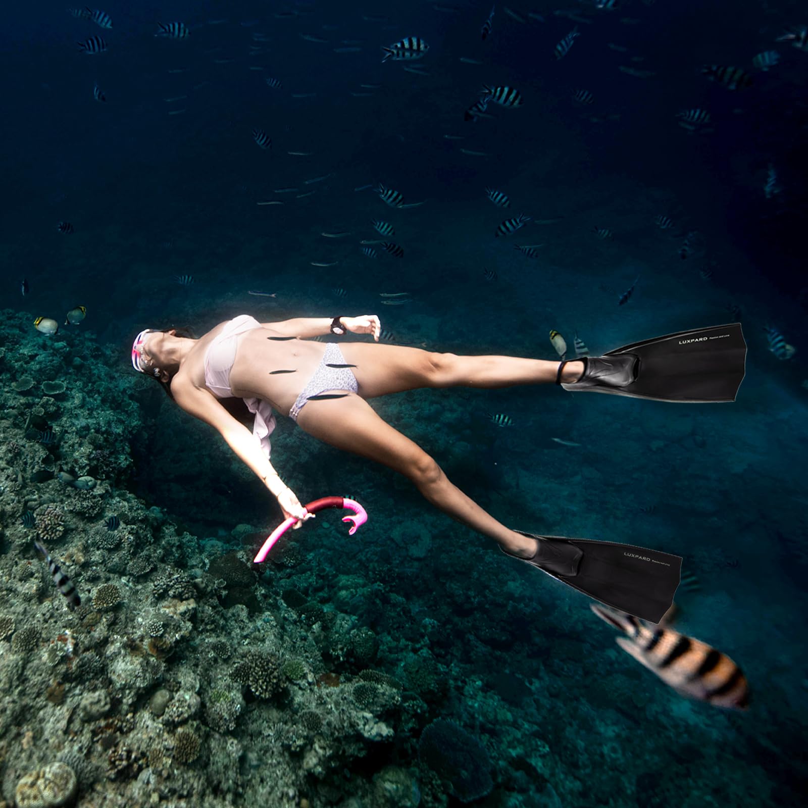 LUXPARD Snorkel Fins, Comfortable Soft Full Foot Snorkeling Fins, Flippers for Snorkeling, Scuba Diving, and Freediving