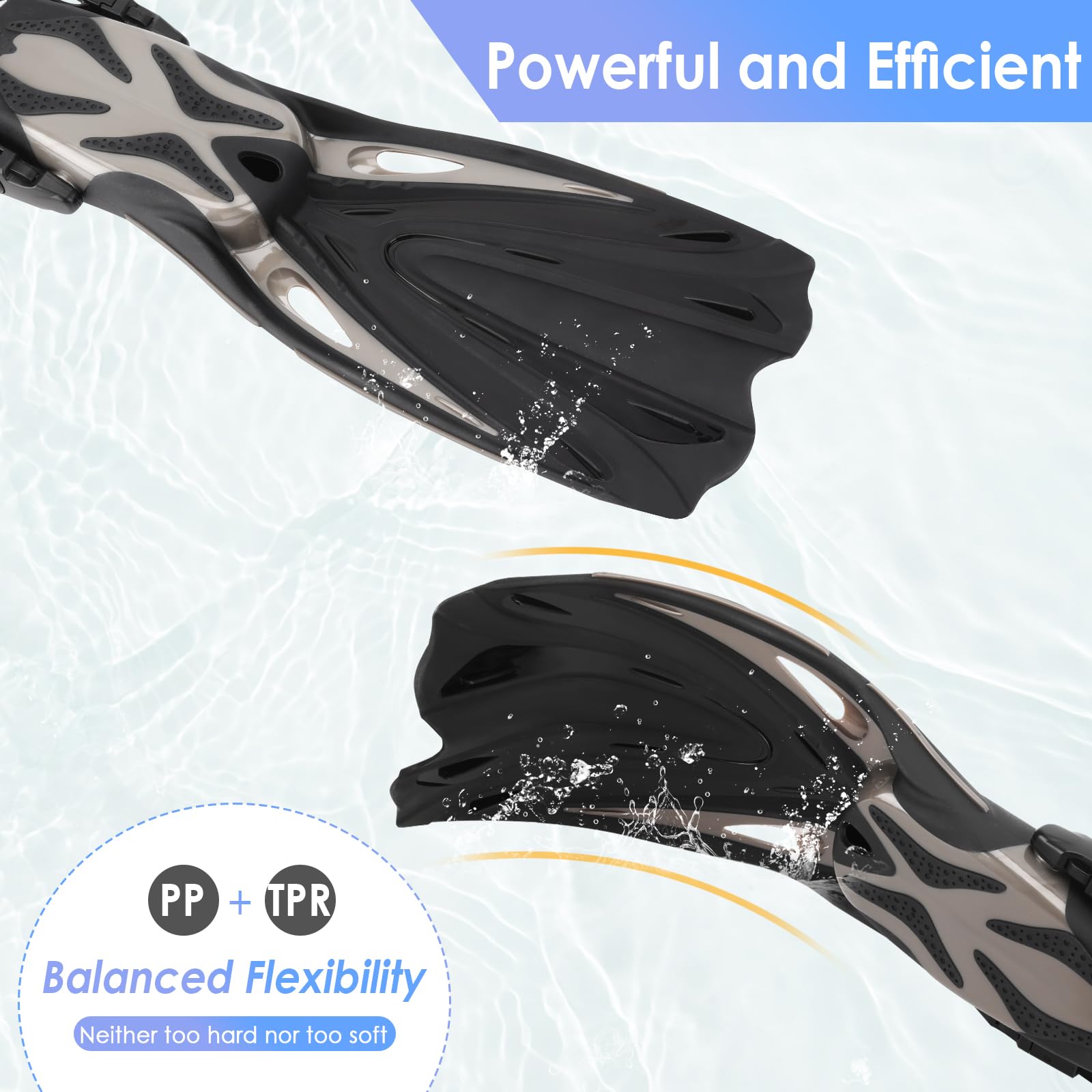 LUXPARD Diving Fins, Powerful Efficient Open Heel Scuba Diving Fins, Flippers for Snorkeling and Freediving with Adjustable Buckles