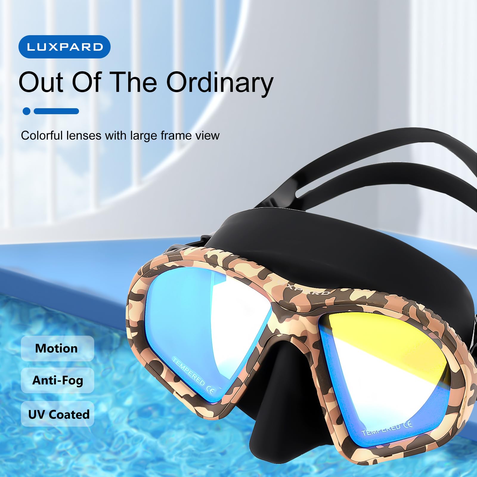 LUXPARD Diving Mask, Scuba Mask for Scuba Diving, Snorkeling, Free Diving, and Skin Diving. Anti-Fog Anti-Leak Low Volume Dive Mask with UV Coated Lenses, Scuba Gear for Adults