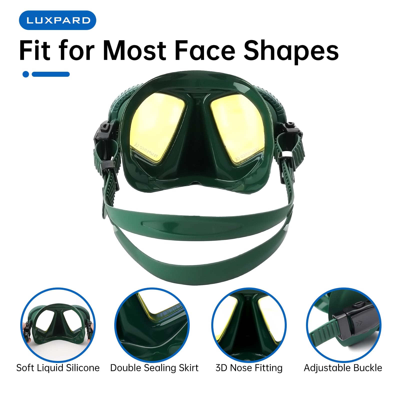 LUXPARD Diving Mask, Scuba Mask for Scuba Diving, Snorkeling, Free Diving, and Skin Diving. Anti-Fog Anti-Leak Low Volume Dive Mask with UV Coated Lenses, Scuba Gear for Adults