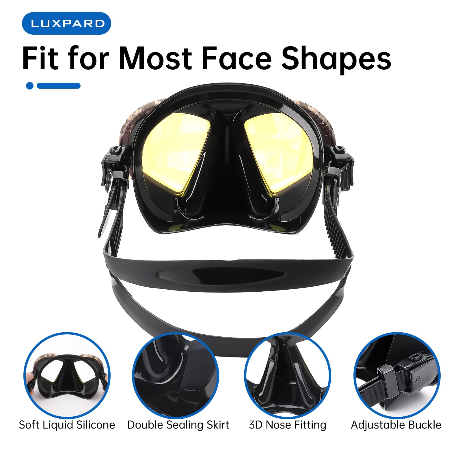 LUXPARD Diving Mask, Scuba Mask for Scuba Diving, Snorkeling, Free Diving, and Skin Diving. Anti-Fog Anti-Leak Low Volume Dive Mask with UV Coated Lenses, Scuba Gear for Adults