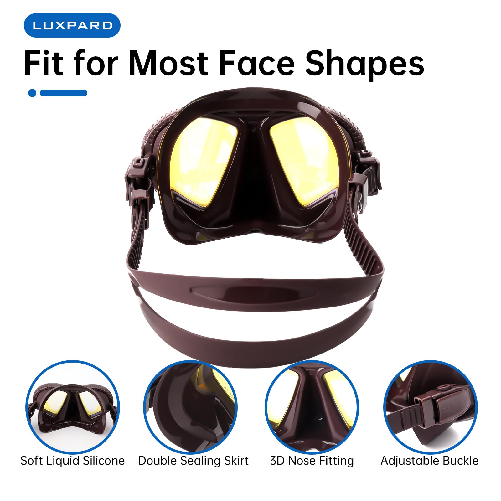 LUXPARD Diving Mask, Scuba Mask for Scuba Diving, Snorkeling, Free Diving, and Skin Diving. Anti-Fog Anti-Leak Low Volume Dive Mask with UV Coated Lenses, Scuba Gear for Adults